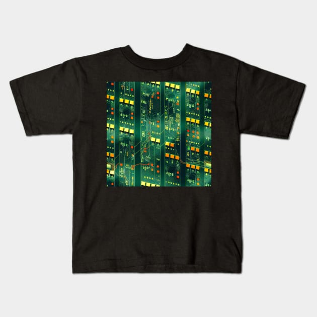 Circuitboard  electronic, computer pattern futuristic cyberpunk Kids T-Shirt by SJG-digital